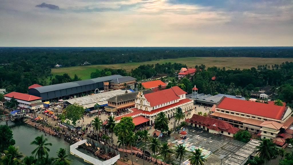 Aerial view of St. George Forane Church, Edathua