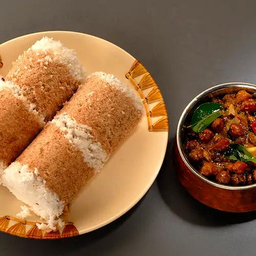 Puttu and Black Channa Curry