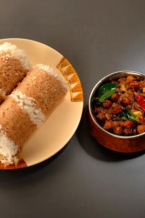 Puttu and Black Channa Curry