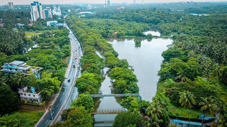 Aerial view of Sarovaram Biopark, Kozhikode