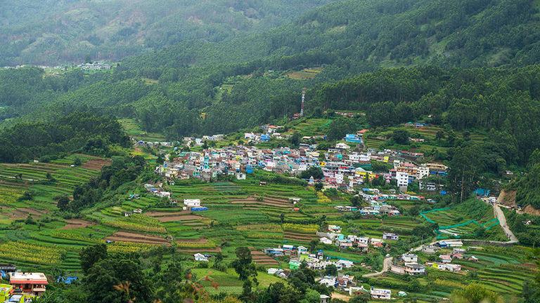 Aerial view of Vattavada village