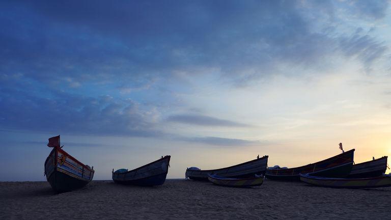 Fishing boat at Azhimala Beach