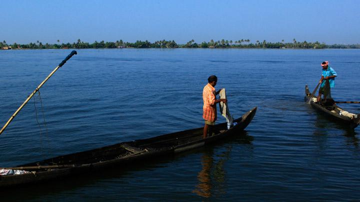 Placid backwater stretch of Ashtamudi, Kollam 